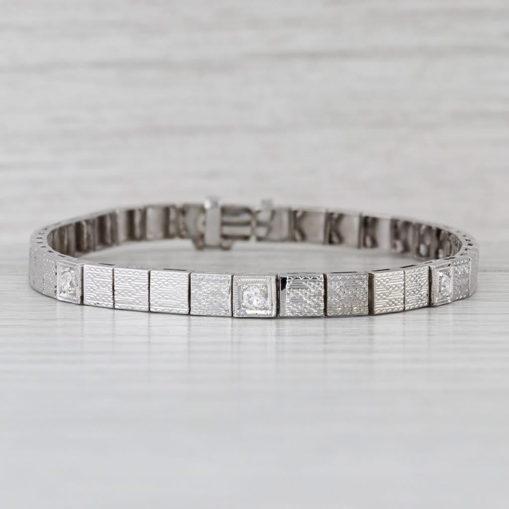 da uomo o donna Bracciale a maglie quadrate con diamanti da 0,15ctw in oro bianco 18k 6,75