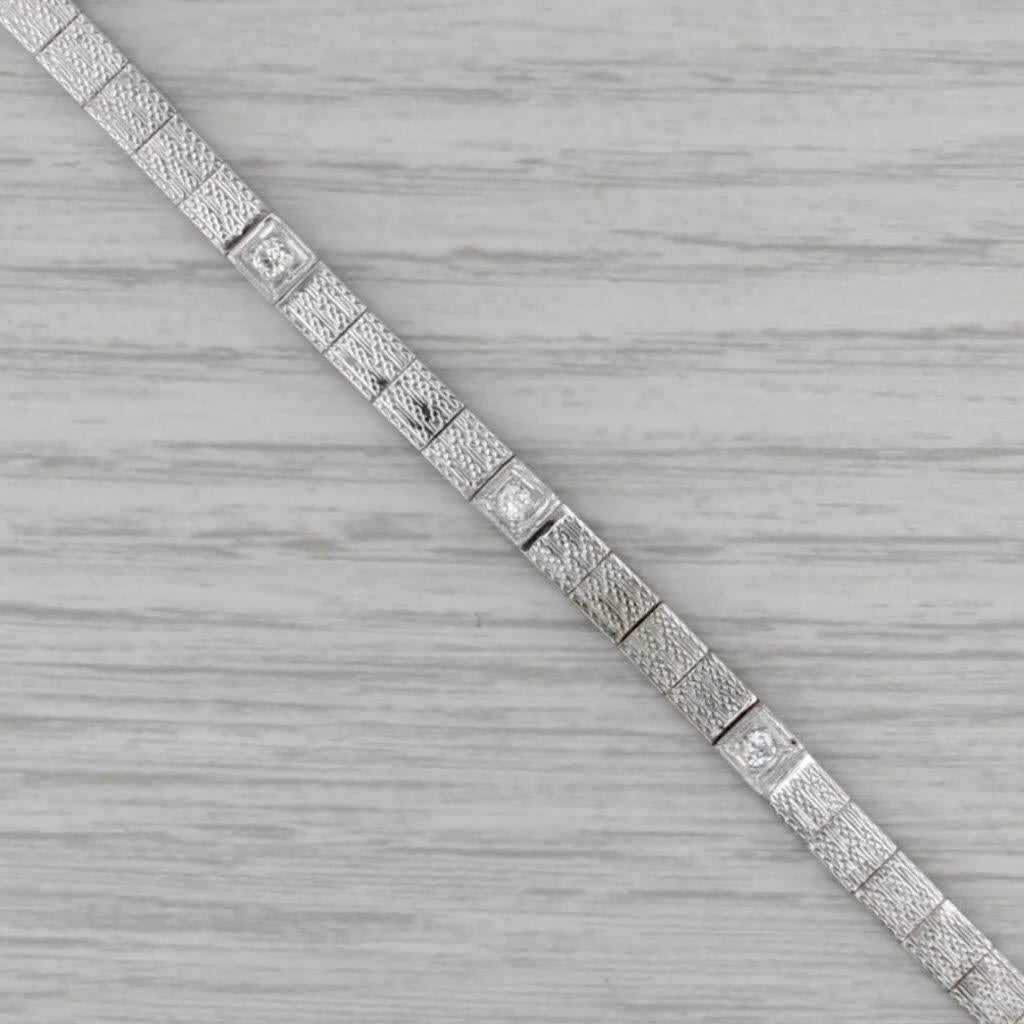 Bracciale a maglie quadrate con diamanti da 0,15ctw in oro bianco 18k 6,75