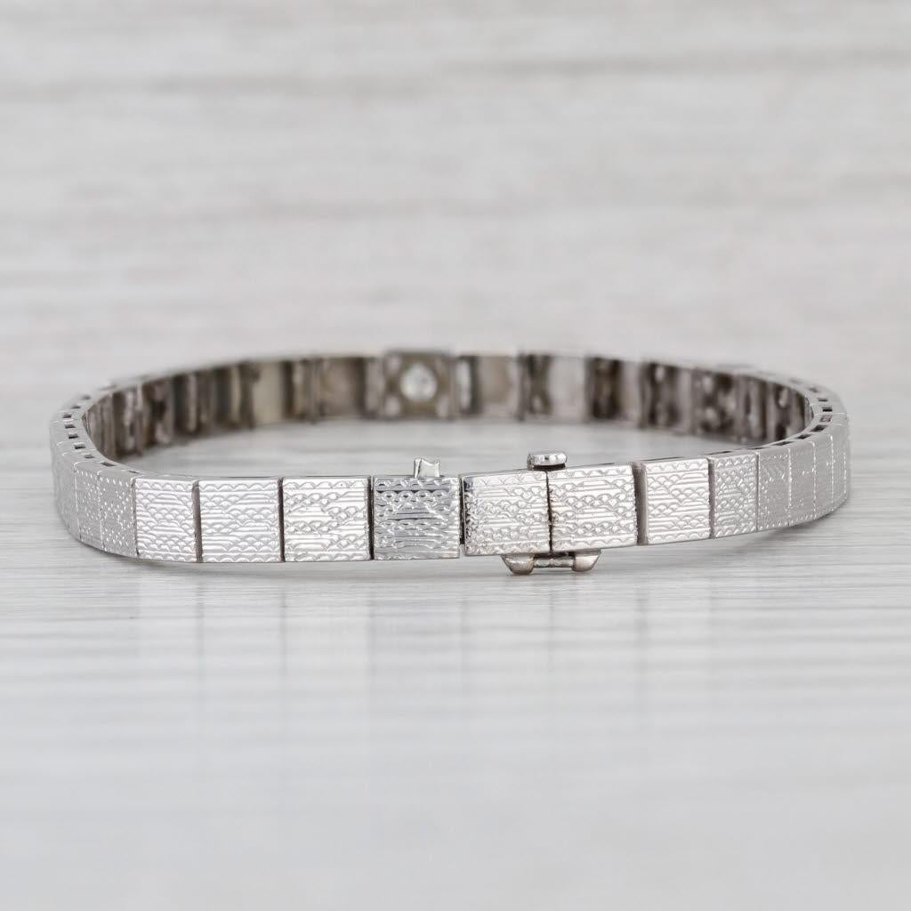 Bracciale a maglie quadrate con diamanti da 0,15ctw in oro bianco 18k 6,75