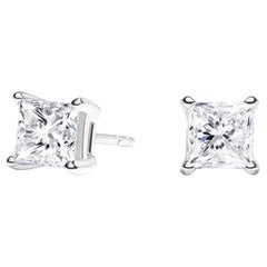 0.15ctw Natural Princess Cut Diamond Stud Earrings in 14K White Gold