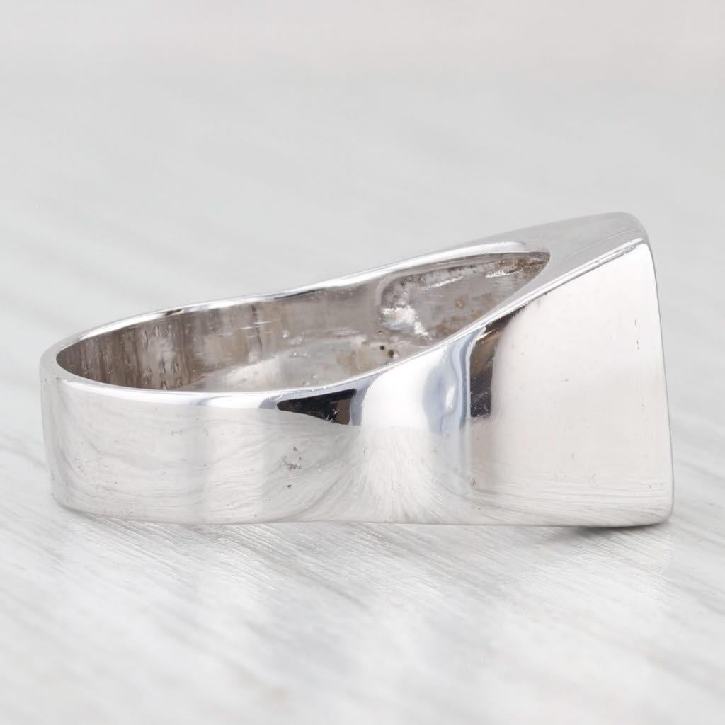 Women's or Men's 0.15ctw Pave Diamond Ring 14k White Gold Size 8 Wide Tapering Band For Sale