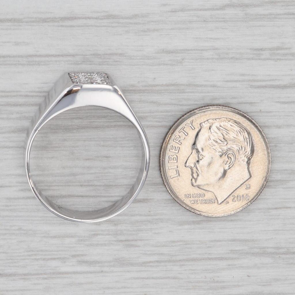 0.15ctw Pave Diamond Ring 14k White Gold Size 8 Wide Tapering Band For Sale 2