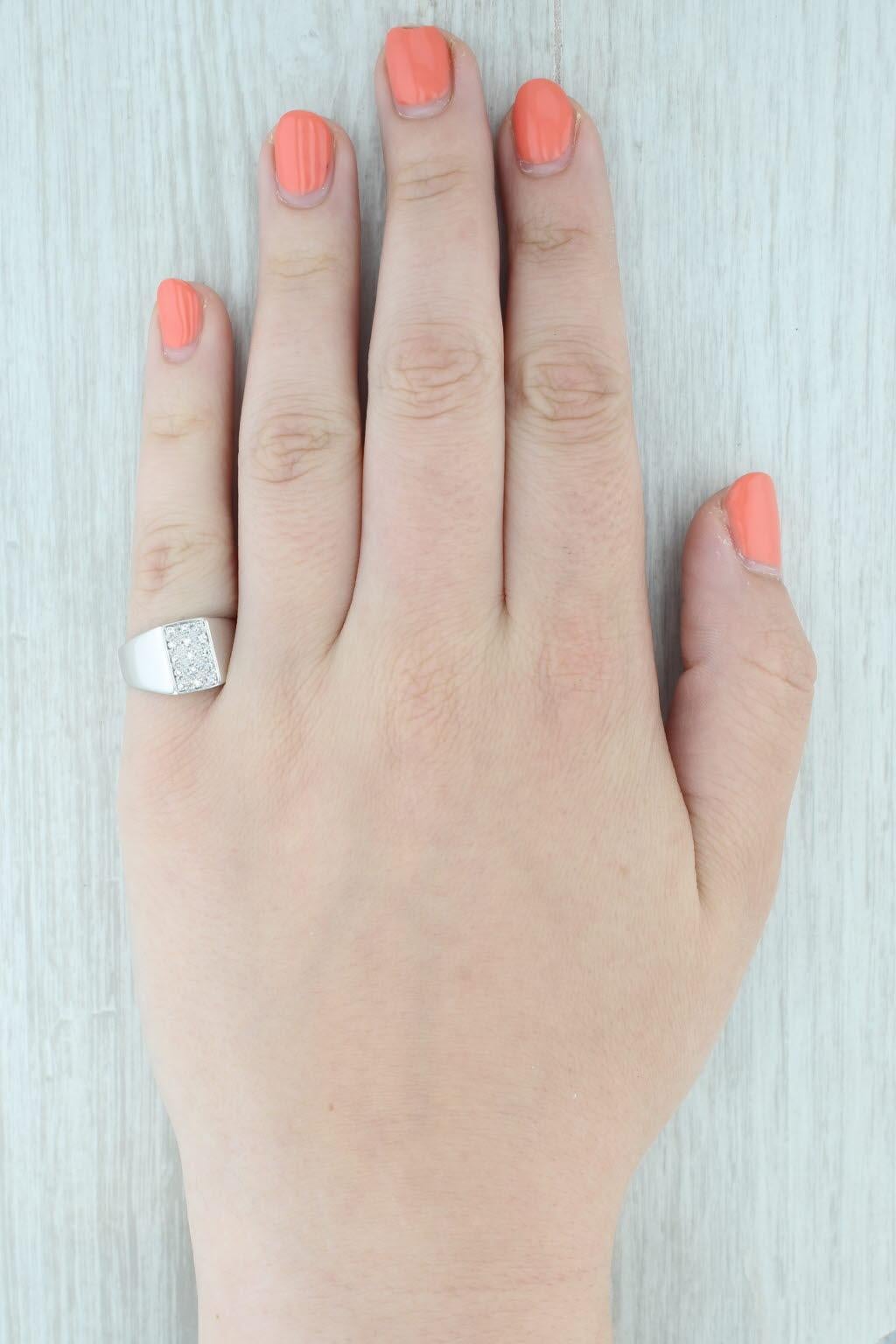 0.15ctw Pave Diamond Ring 14k White Gold Size 8 Wide Tapering Band For Sale 4