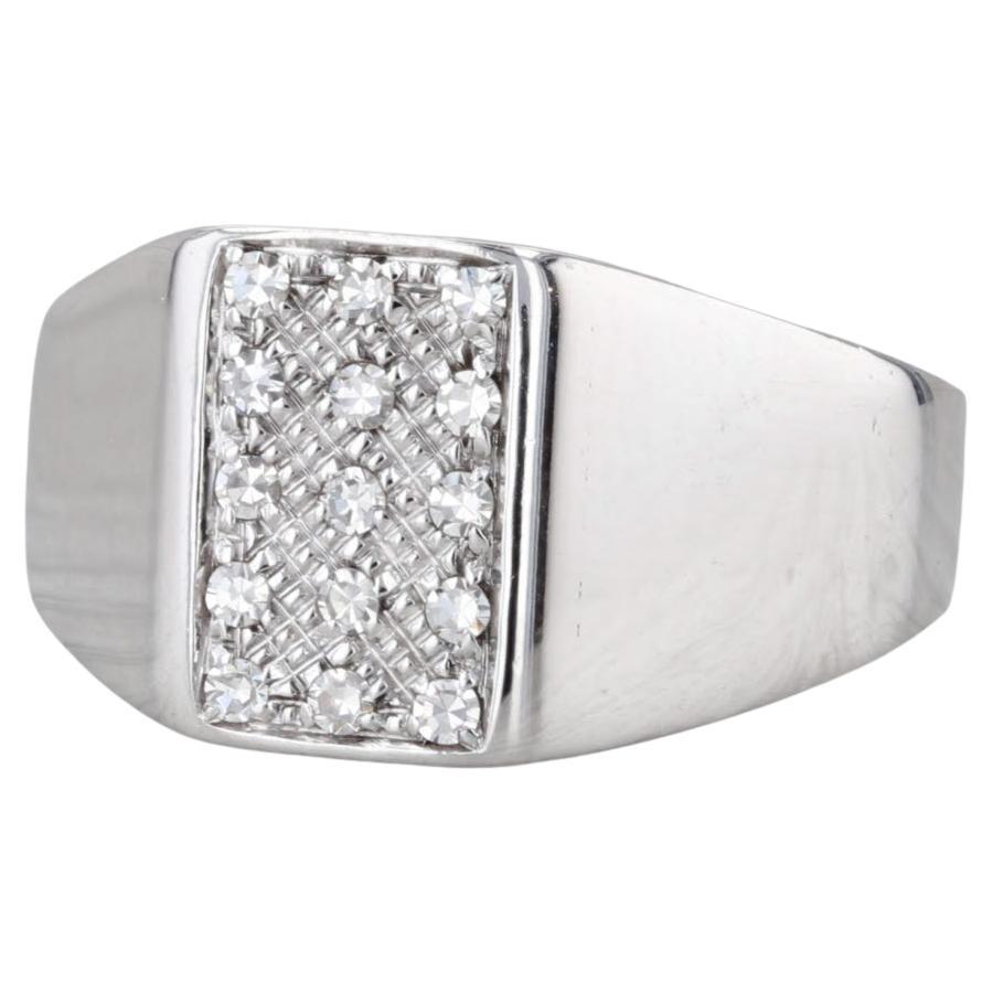 0.15ctw Pave Diamond Ring 14k White Gold Size 8 Wide Tapering Band