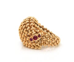0.15ctw Ruby Accented Dome Ring in 18K Yellow Gold