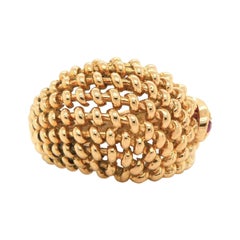 0.15ctw Ruby Accented Dome Ring in 18K Yellow Gold