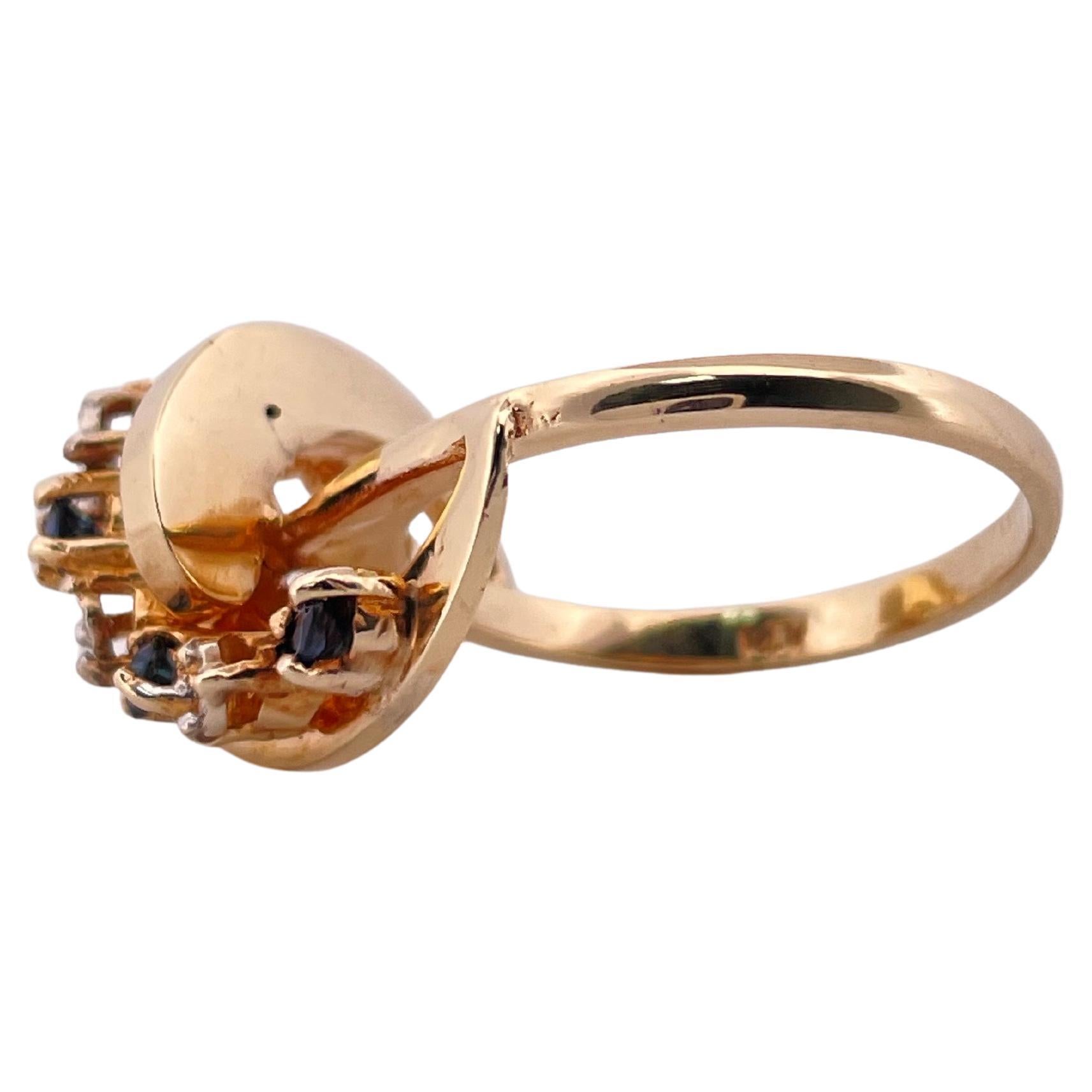 0,15ctw Saphir & 0,10ctw H/I SI2 Diamant Ring Set in 14K Gelbgold (Zeitgenössisch) im Angebot