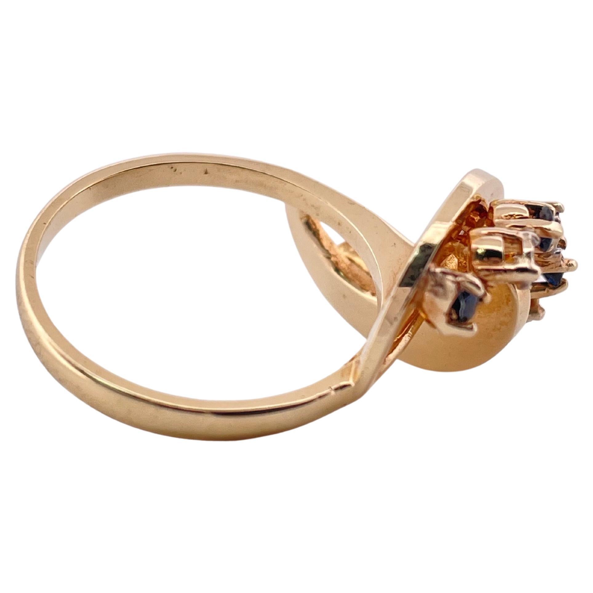 0,15ctw Saphir & 0,10ctw H/I SI2 Diamant Ring Set in 14K Gelbgold im Zustand „Gut“ im Angebot in Sewickley, PA