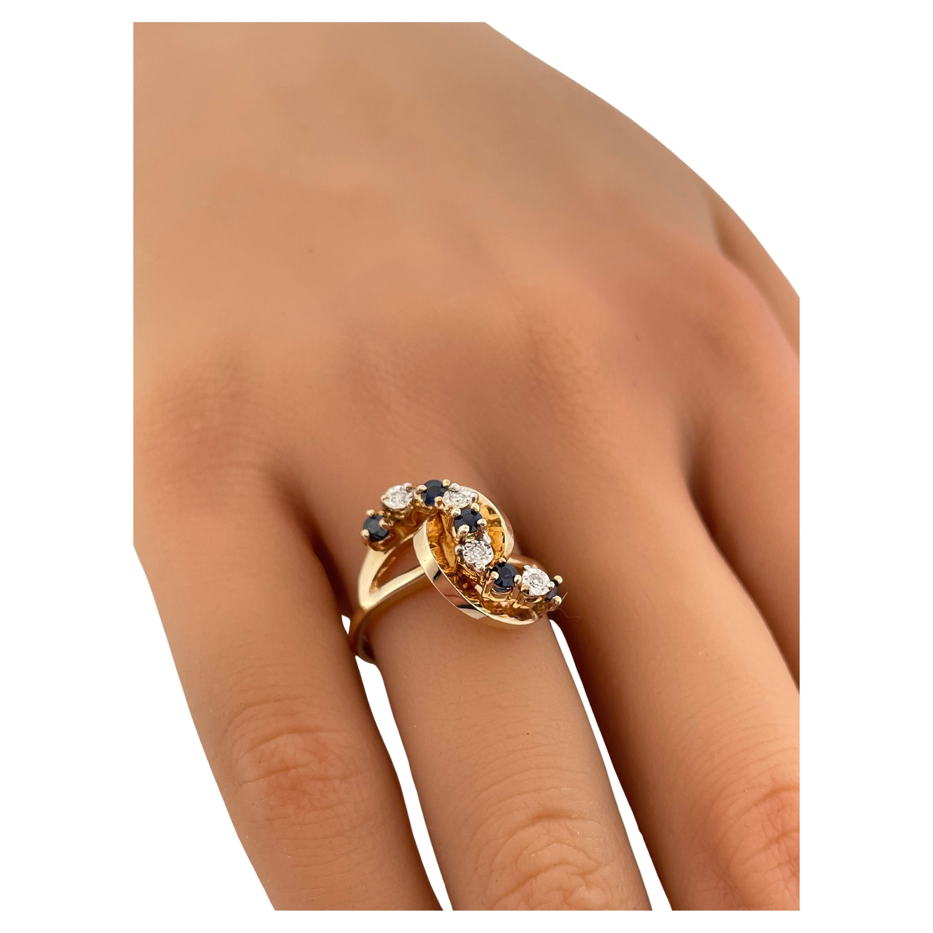 0,15ctw Saphir & 0,10ctw H/I SI2 Diamant Ring Set in 14K Gelbgold im Angebot 1