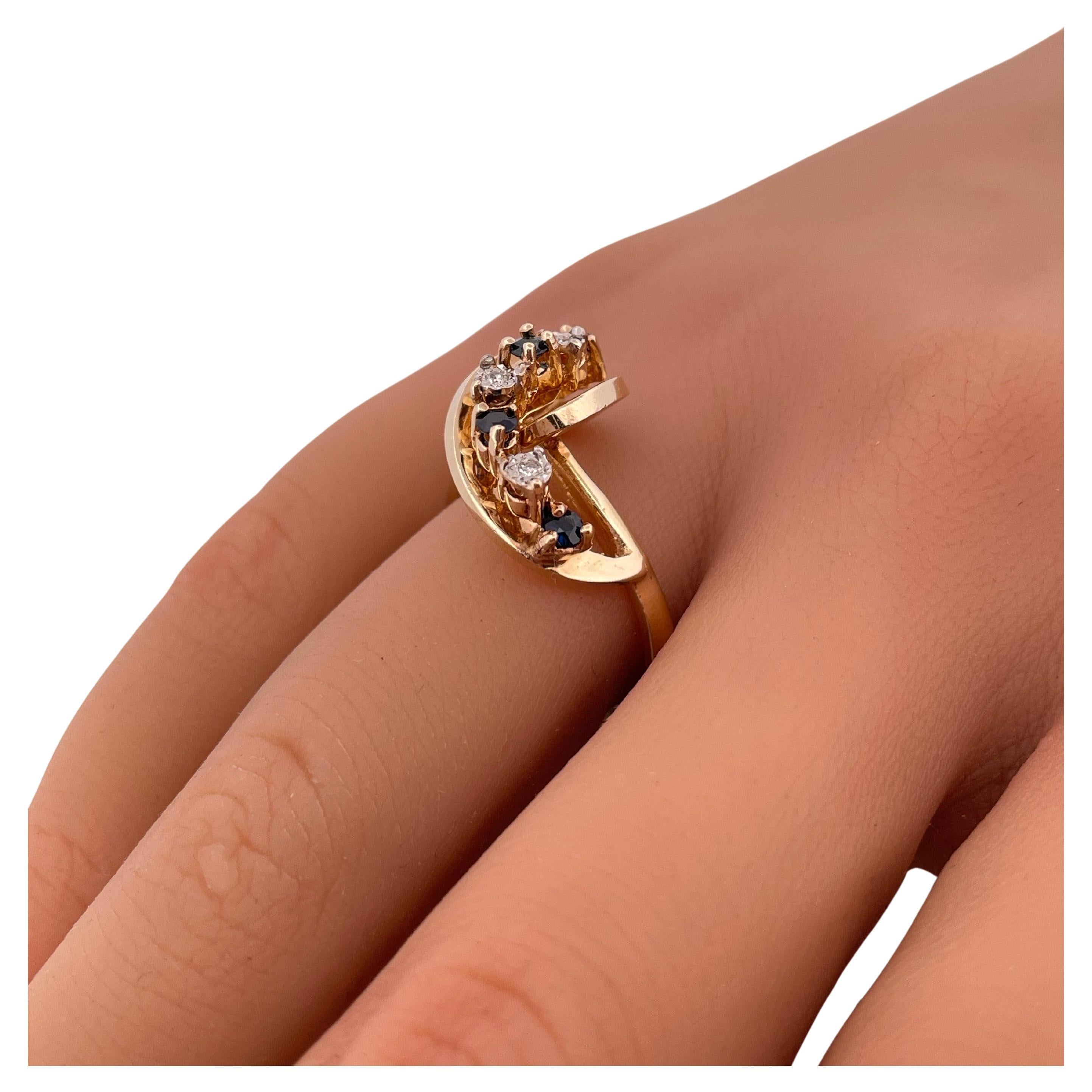 0,15ctw Saphir & 0,10ctw H/I SI2 Diamant Ring Set in 14K Gelbgold im Angebot 2