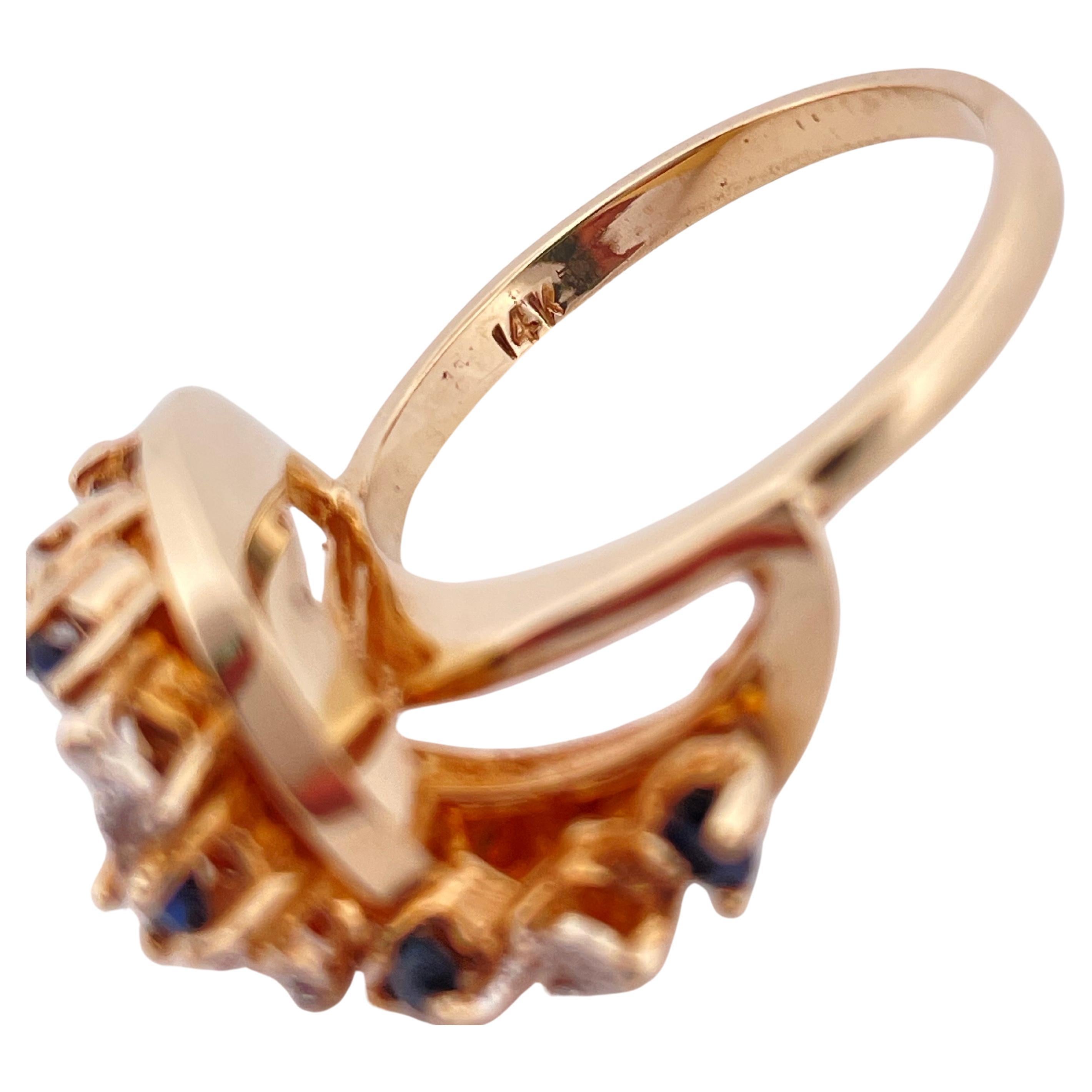 0,15ctw Saphir & 0,10ctw H/I SI2 Diamant Ring Set in 14K Gelbgold im Angebot 3