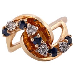 0,15ctw Saphir & 0,10ctw H/I SI2 Diamant Ring Set in 14K Gelbgold