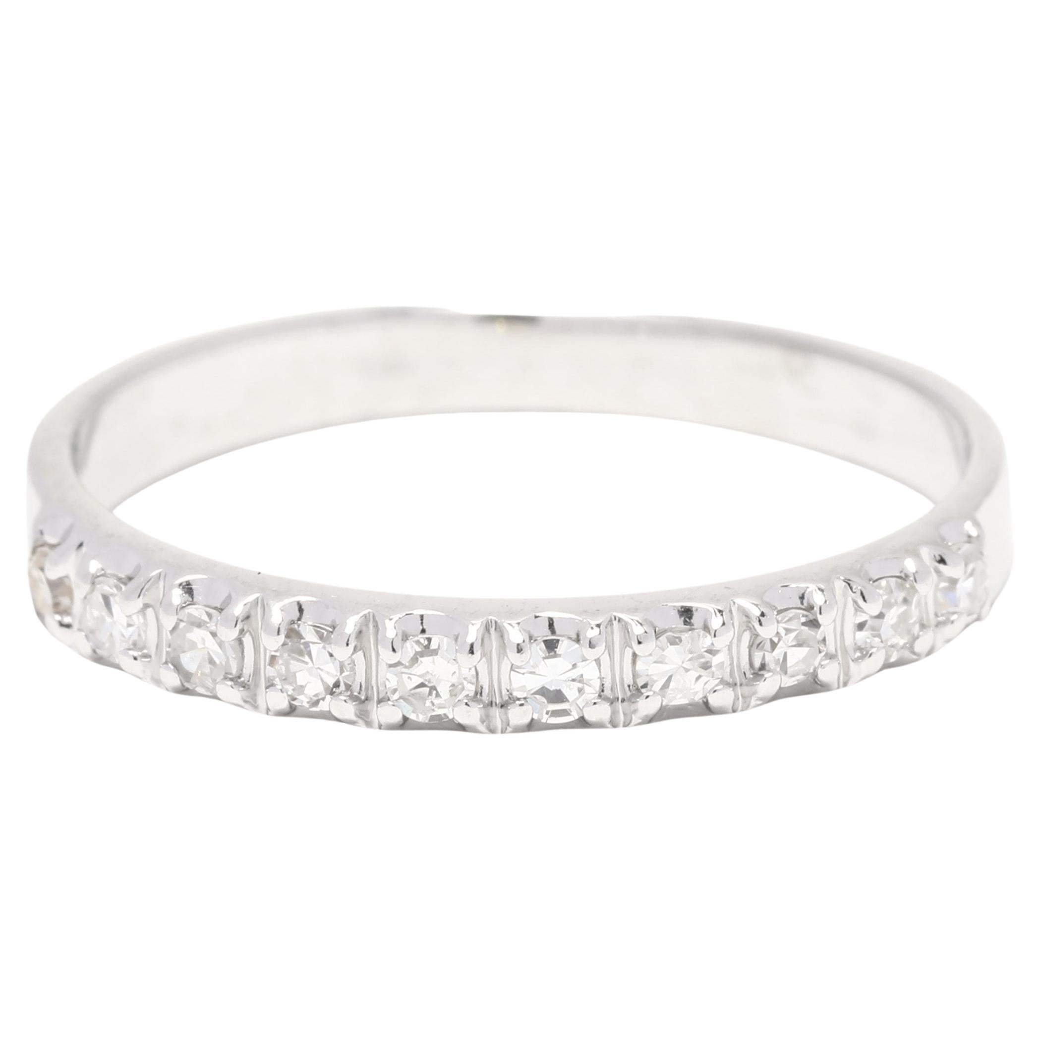 0.15ctw Thin Diamond Wedding Band, 14k White Gold, French Set