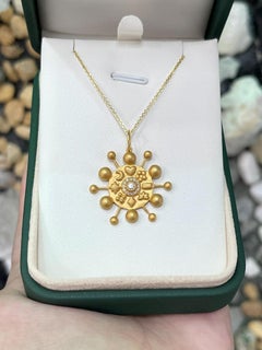 0.15tcw Diamond Celestial Pendant  14K Gold Bezel & Halo Heart Moon Design