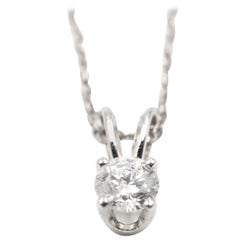 0.16 Carat Diamond 14 Karat White Gold Solitaire Necklace