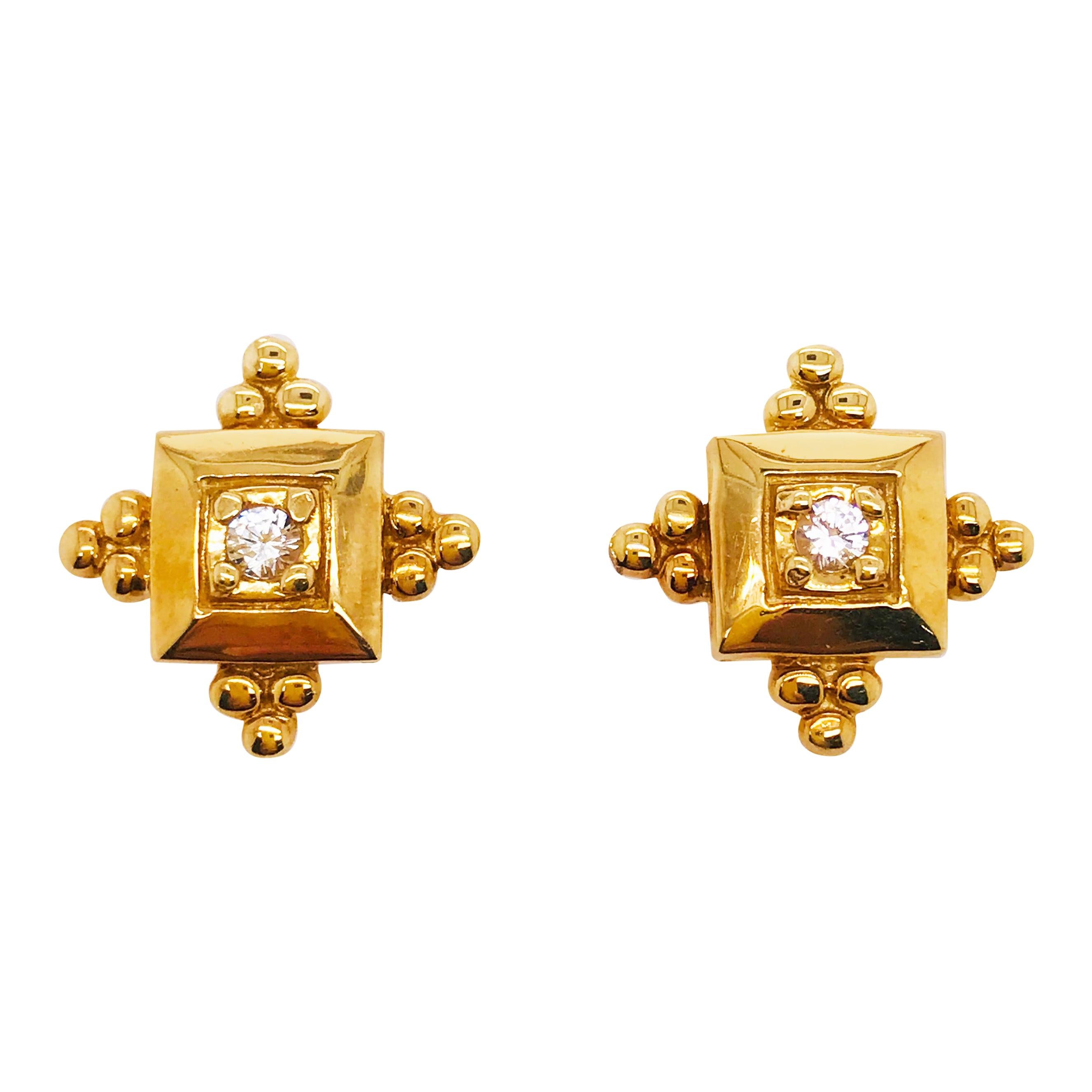 0.16 Carat Diamond 14 Karat Yellow Gold Custom Estate Earring Studs
