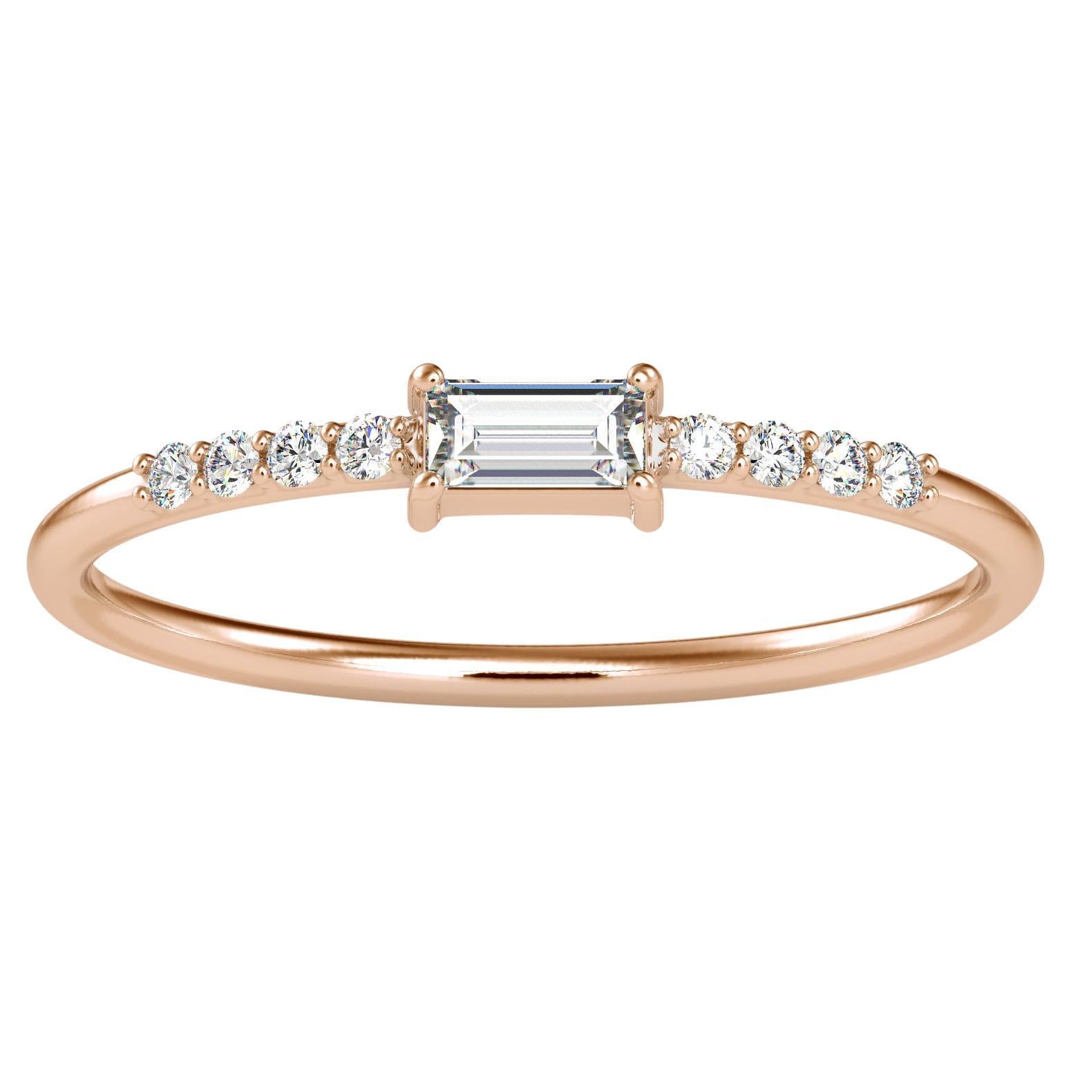 0.16 Carat Diamond 14K Rose Gold Ring For Sale