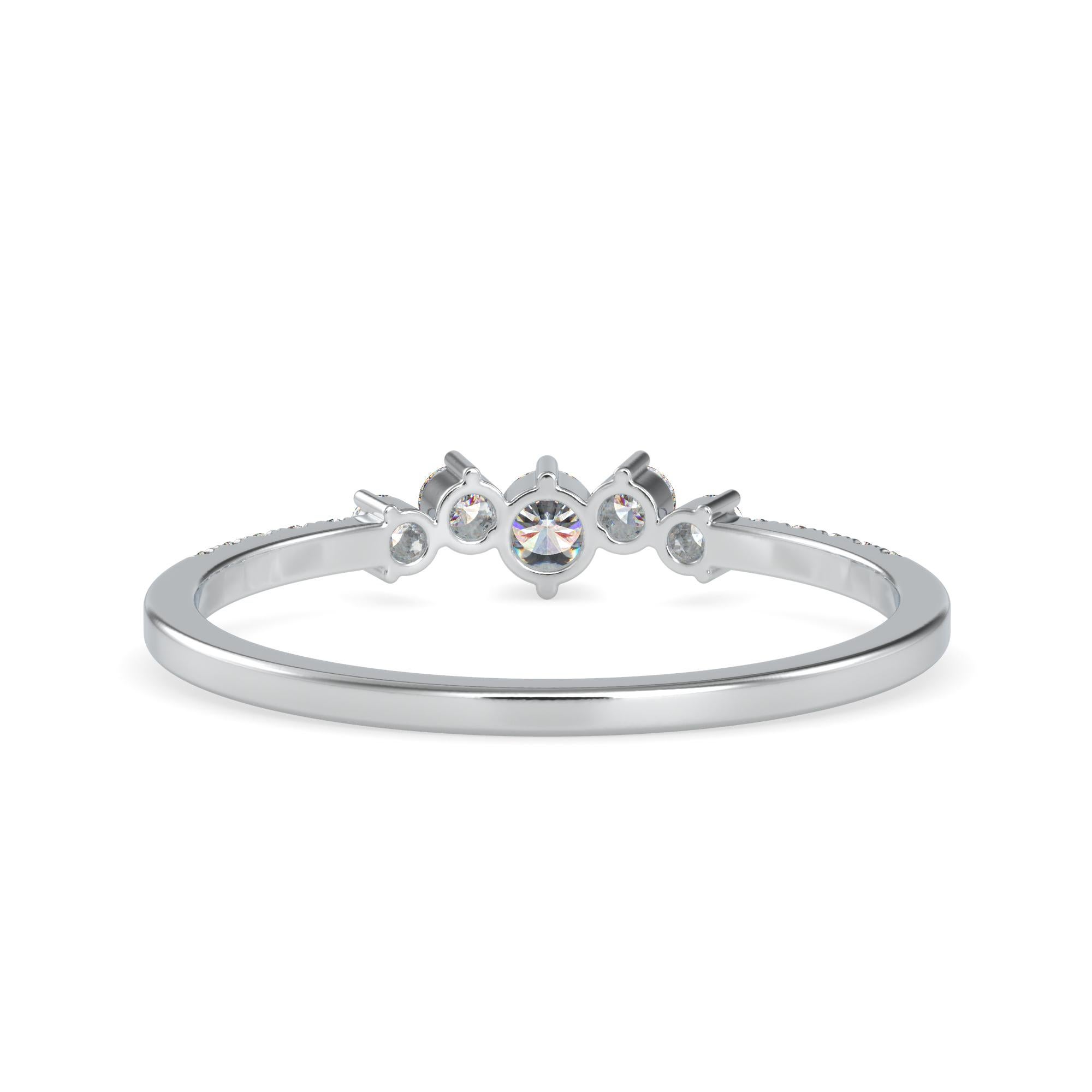 Round Cut 0.16 Carat Diamond 14K White Gold Ring For Sale