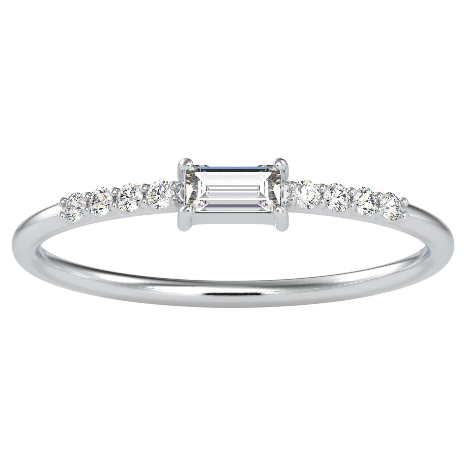 0.16 Carat Diamond 14K White Gold Ring For Sale