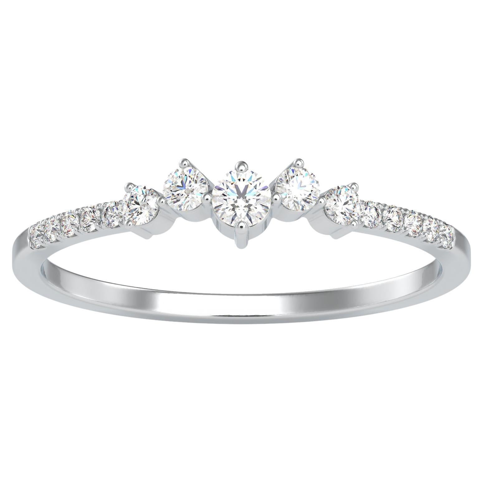 0.16 Carat Diamond 14K White Gold Ring For Sale