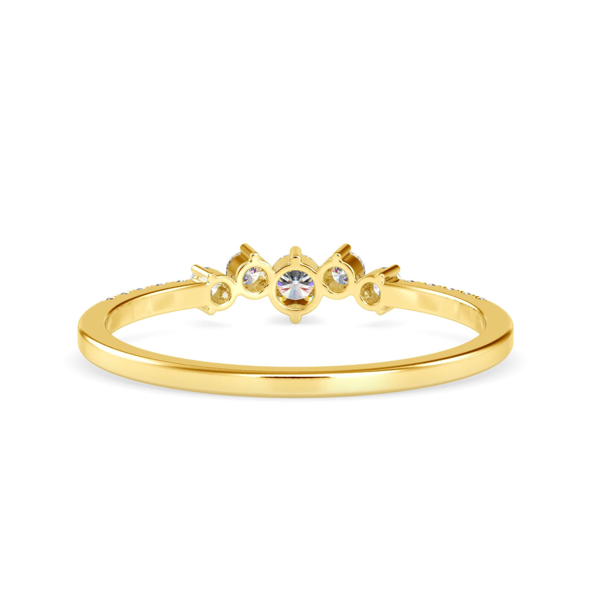 Round Cut 0.16 Carat Diamond 14K Yellow Gold Ring For Sale