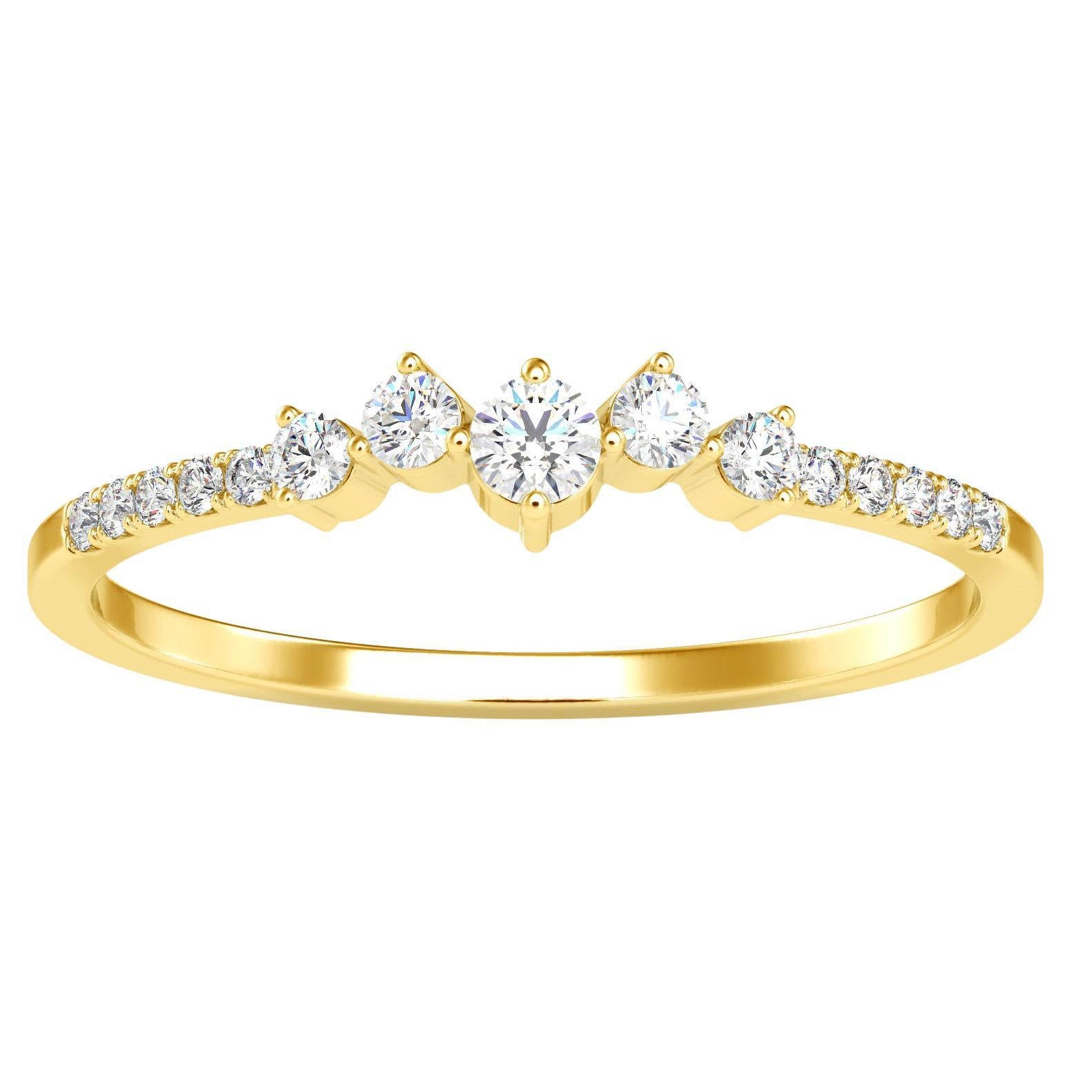 0.16 Carat Diamond 14K Yellow Gold Ring For Sale