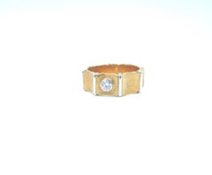 0,16 Karat Diamant 18 Karat Gold Ring 18 Karat Weißgold Vertikale Kanten
