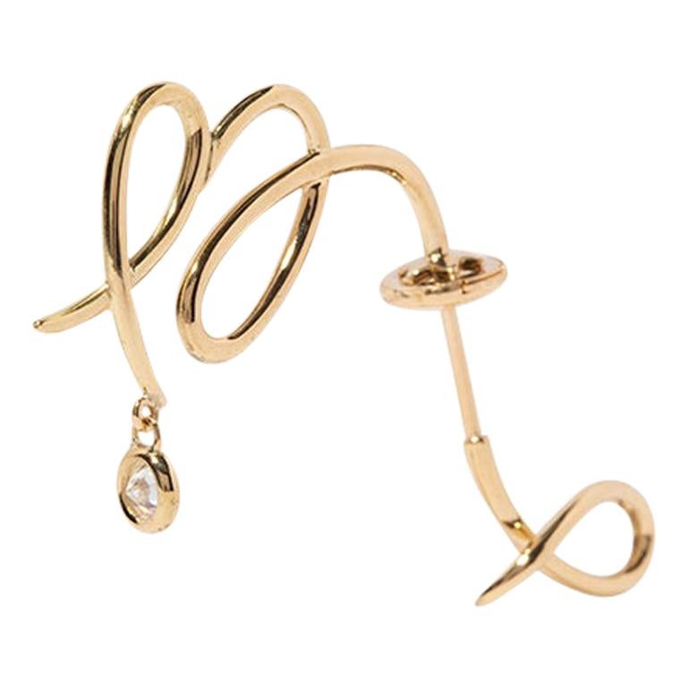 Milamore Fine Jewelry 0.16 Carat Diamond 18 Karat Gold Virgo Earring For Sale