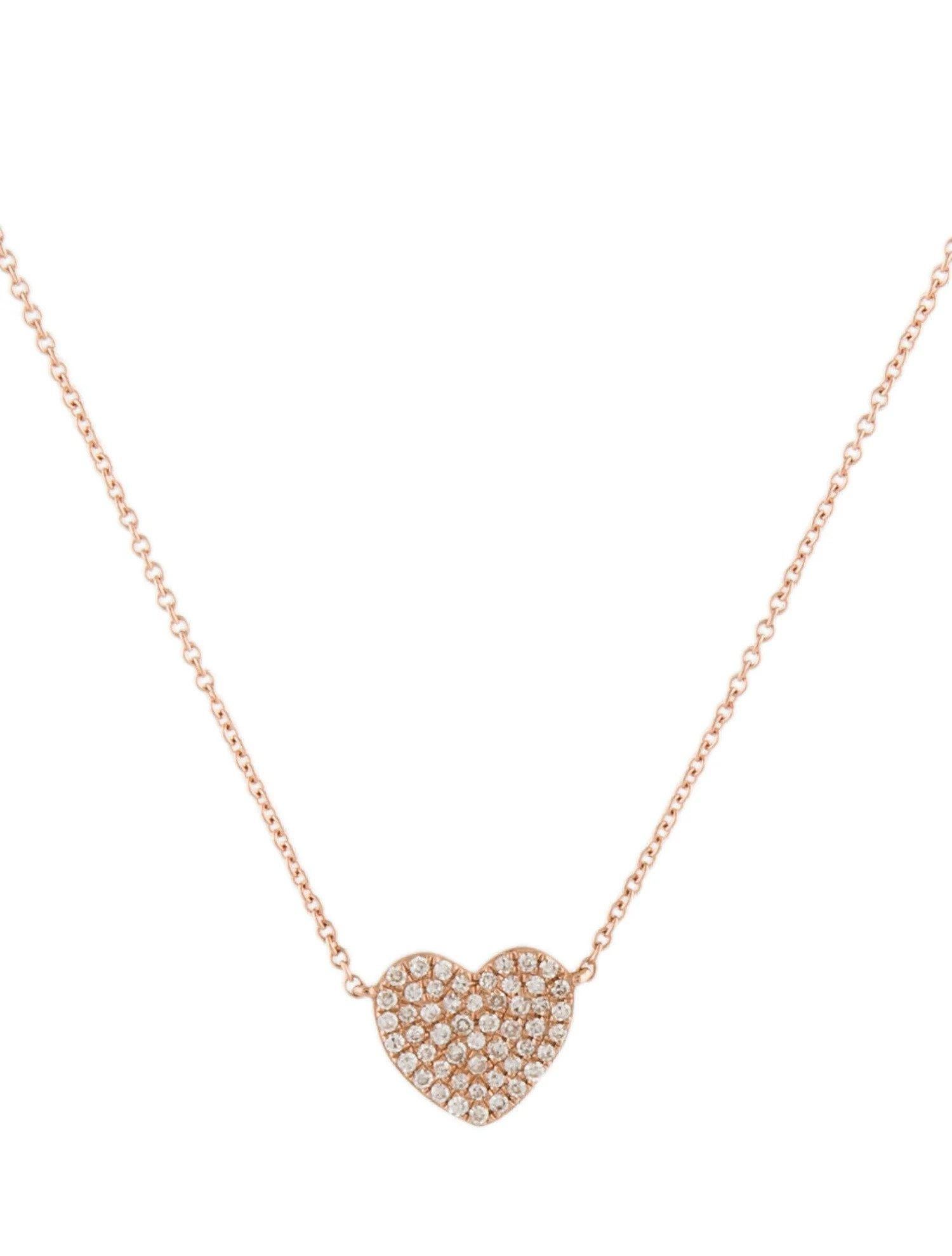 0.16 Carat Diamond Heart Rose Gold Pendant In New Condition For Sale In Great Neck, NY