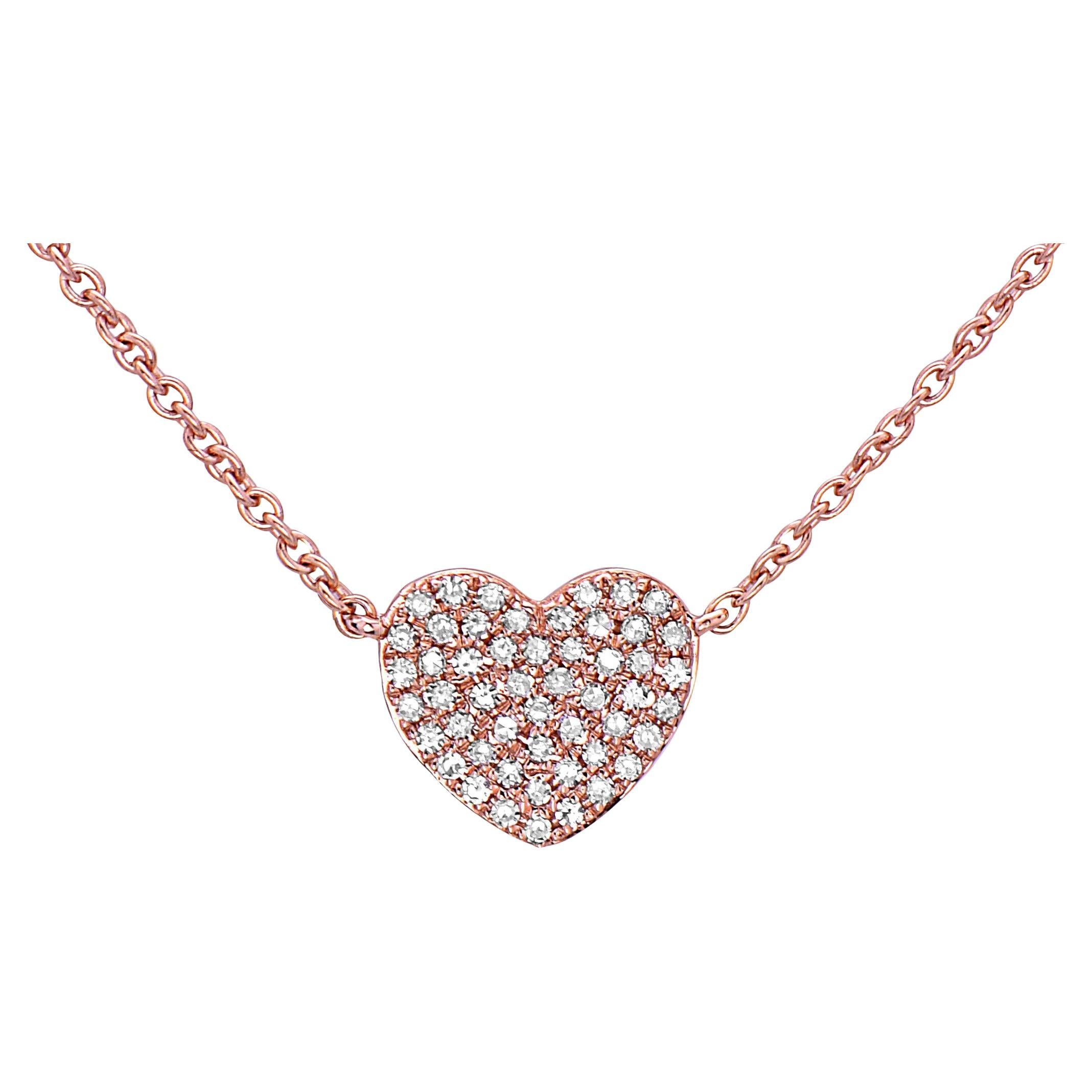 Pendentif en forme de cœur en or rose avec diamant 0,16 carat