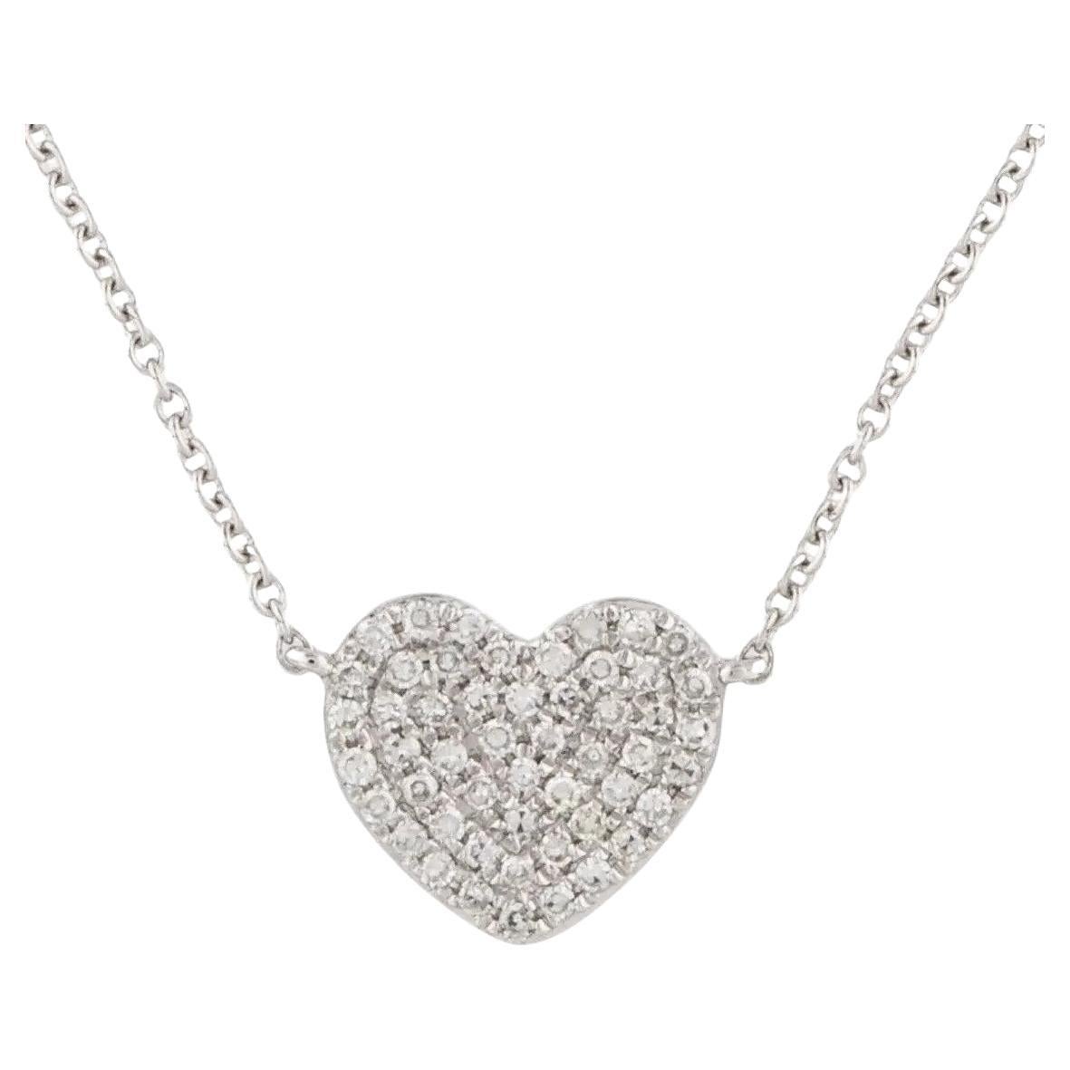 0.16 Carat Diamond Heart White Gold Pendant For Sale