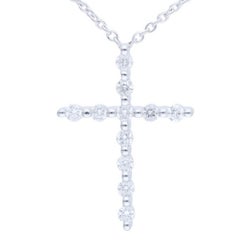 0,16 Karat Diamanten Halskette aus 14K Weißgold Kreuz