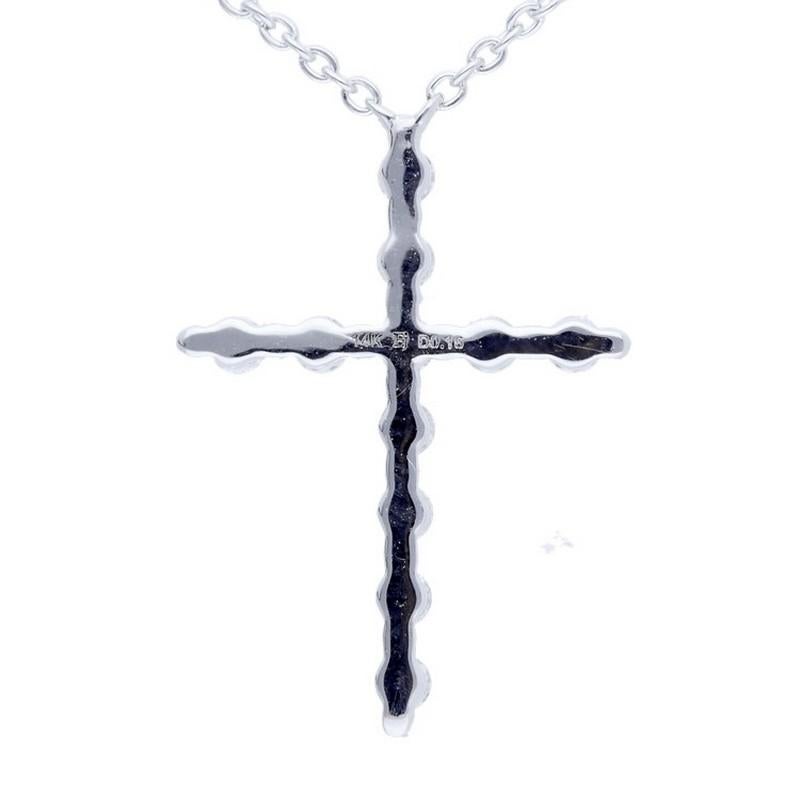 0,16 Karat Diamanten Halskette aus 14K Weißgold Kreuz (Moderne) im Angebot