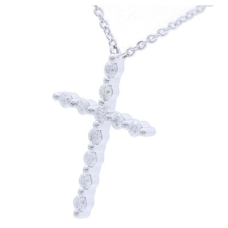 Modern 0.16 Carat Diamonds Necklace in 14K White Gold Cross  For Sale