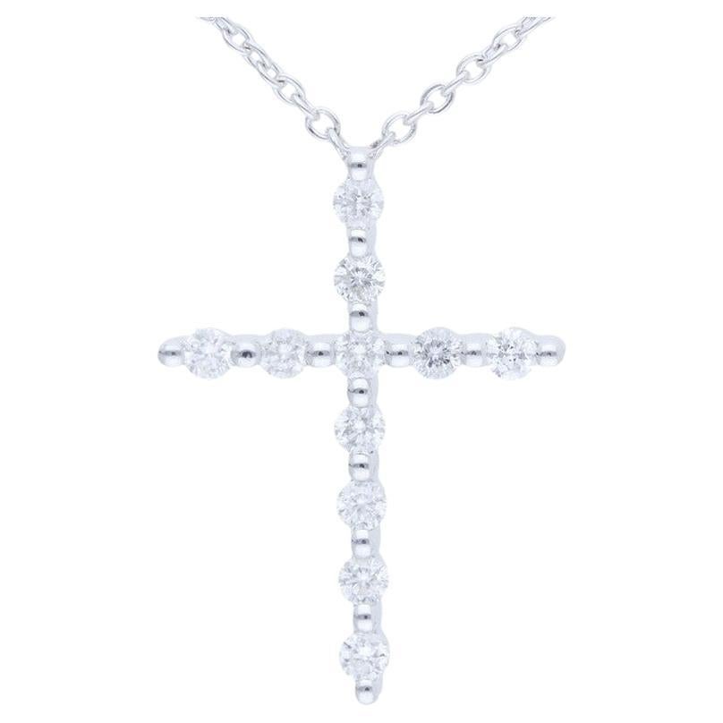 Collier croix en or blanc 14 carats et diamants 0,16 carat 