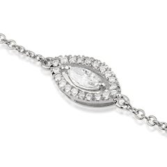 0.16 Carat Marquise and Round Diamond Eye Pendant Bracelet in 14k White Gold