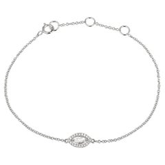 0.16 Carat Marquise and Round Diamond Eye Pendant Bracelet in 14k White Gold