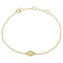 0.16 Carat Marquise and Round Diamond Eye Pendant Bracelet in 14k Yellow Gold