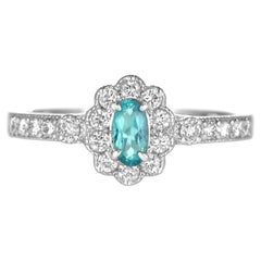 0.16 Carat Natural Brazilian Paraiba Tourmaline 
Diamond Ring Made in Platinum