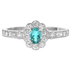 0.16 Carat Natural Brazilian Paraiba Tourmaline 
Diamond Ring Made in Platinum