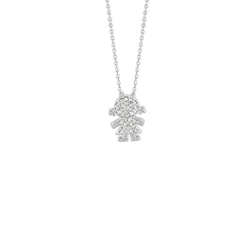 0.16 Carat Natural Diamond Girl Necklace 14K White Gold G SI 18 inches chain

100% Natural Diamonds, Not Enhanced in any way Round Cut Diamond Necklace  
0.16CT
G-H 
SI  
14K White Gold    Pave style , 1.7 grams 
7/16 inch in height, 5/16 inch in