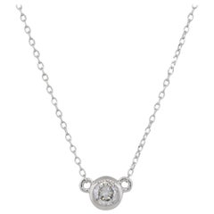 0.16 Carat Round Diamond Bezel Set Pendant Necklace 14 Karat in Stock
