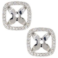 0.16 Carat Round Diamond Stud Earring Jackets 18 Karat in Stock