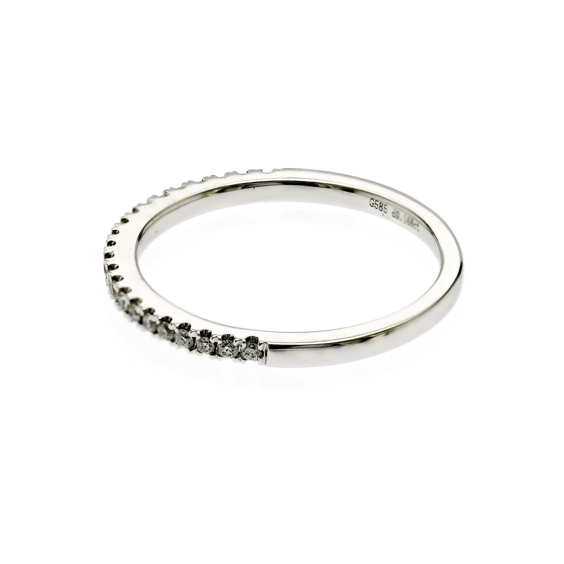 0,16 CT Naturdiamant 14K Weißgold Ehering Größe 6,5 für Damen oder Herren im Angebot