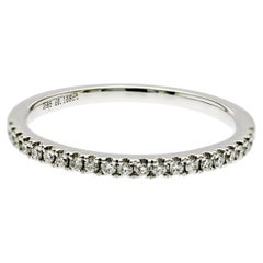 0.16 CT Natural Diamond 14K White Gold Wedding Band Ring Size 6.5