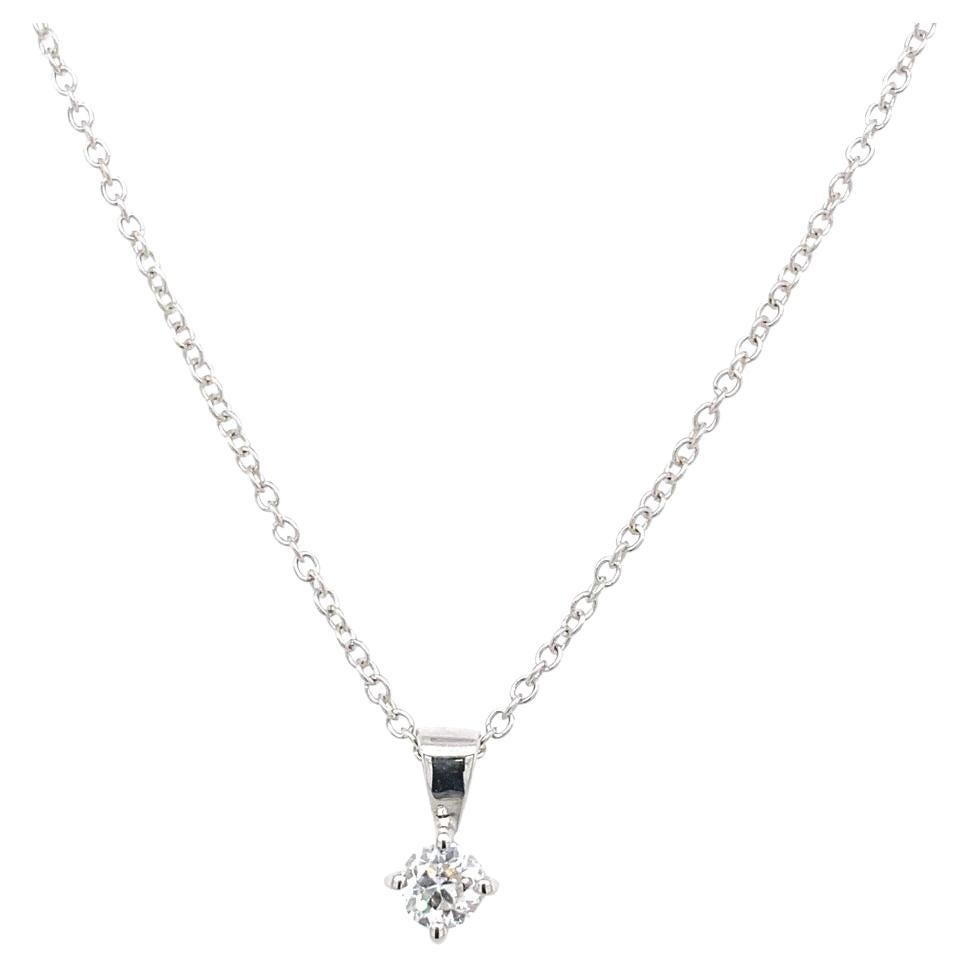 0.16ct G/H Si1 Victorian Cut Diamond Solitaire Pendant in 9ct White Gold For Sale