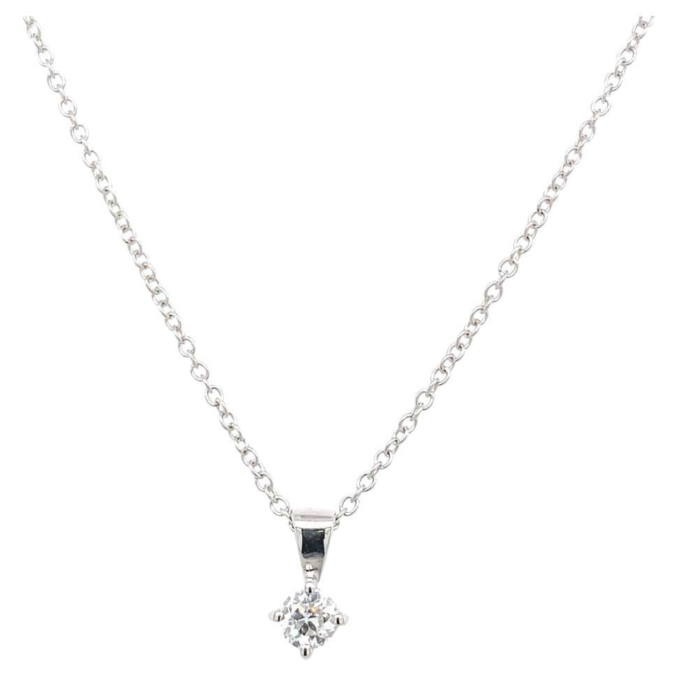 Pendentif solitaire en or blanc 9 carats avec diamant taille victorienne 0,16 carat G/H Si1