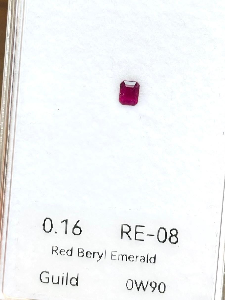 0,16ct Certificato Guild Raro berillo rosso smeraldo naturale in vendita 3