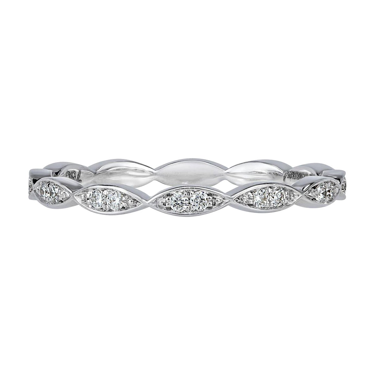 0.16ct Round Brilliant Cut Diamond Marquise Bezel Eternity Band in 18k White