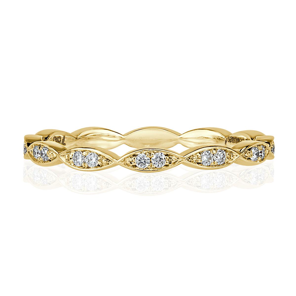 0.16ct Round Brilliant Cut Diamond Marquise Bezel Eternity Band in 18k Yellow